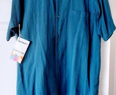 Club Med teal blue linen shirt M