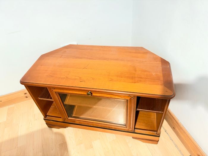 Wooden TV stand with glass door