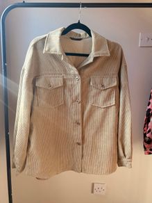 Shein Drop Shoulder Button Closure Corduroy Shacket L