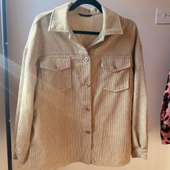 Shein Drop Shoulder Button Closure Corduroy Shacket L