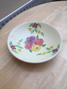 Vintage Wade Heath Floral Yellow Bowl