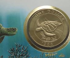 WWF Bermuda Turtle Dollar 1986 coin stamp cover