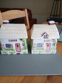 Vintage sugar and coffee canisters