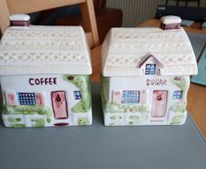 Vintage sugar and coffee canisters