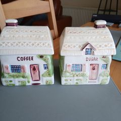 Vintage sugar and coffee canisters