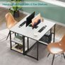 Computer Desk with 2-Tier Shelves 100cm Small Home Office Large Storage Space Sturdy Modern Gaming for Bedroom Study Writing Laptop Table White Image 6