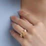 Newbridge Silverware Gold Plated Bird with Pink Flowers Ring Image 2