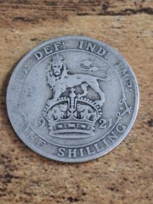 Great Britain UK 1921, One Shilling, George V, Silver Coin - free standard postage