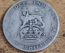 Great Britain UK 1921, One Shilling, George V, Silver Coin - free standard postage