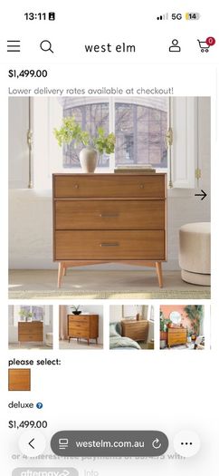 West Elm Solid Wood Mid Century Drawers
