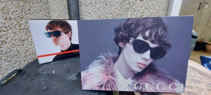 2 x glasses advertising double sided showcards displays items,,nice condition, well known brands , sold as seen ,