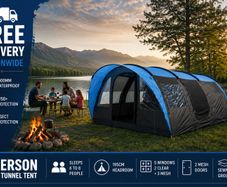 5 Person Family Tunnel Tent 5000mm Waterproof with Sewn-In Groundsheet and Dark Inner Tent