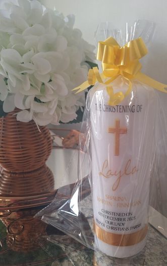 christening candle personalised