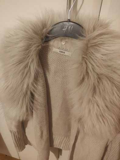 Oasis Cream Cardigan with removable fur