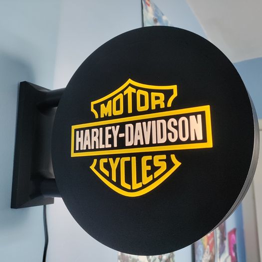 Harley-Davidson Inspired LED Light Box Sign, Motorcycle Garage Wall Light, Biker Man Cave Decor, Workshop Sign, Motorbike Gift