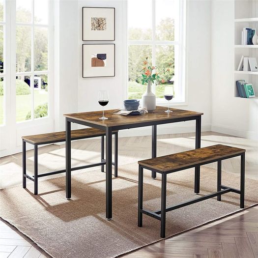 Dining Table Kitchen Table Set with 2 Benches - Free Delivery Nationwide
