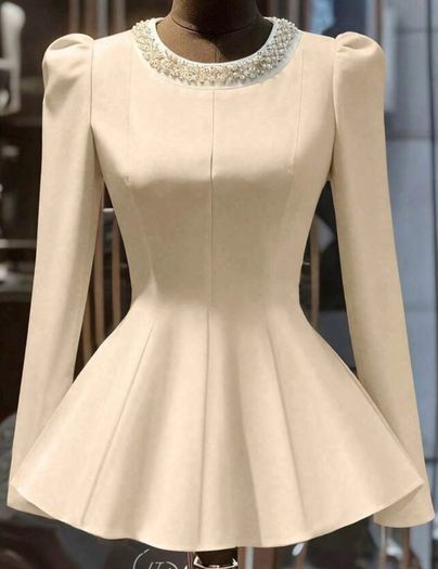 Pearl Decor Crew Neck Blouse