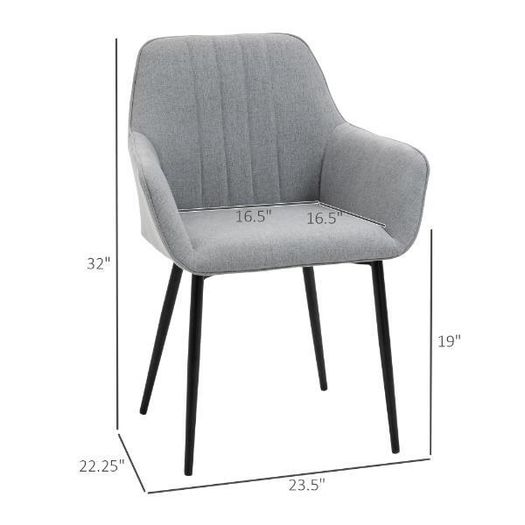 Mid-Century Dining Chairs Set of 2, Light Grey
