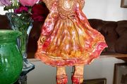 20th Century Holly Hobbie Style Wall Decoration Plaster Glazed &amp; Painted 3-D