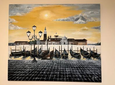 Original canvas large painting of Venice 100x120cm wall art