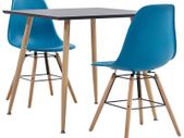 3 Piece Dining Set Plastic Turquoise