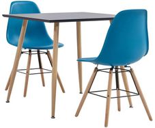 3 Piece Dining Set Plastic Turquoise