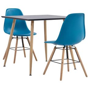 3 Piece Dining Set Plastic Turquoise