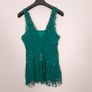 Vila Deep Teal Green Polka Dot Mesh Layered V-Neck Tank Top Cami Size XL Image 8