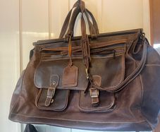 Large Brown Leather Travel / Holdall Bag