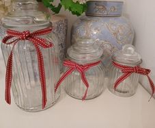 3 Ribbed Storage Jars