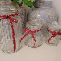 3 Ribbed Storage Jars