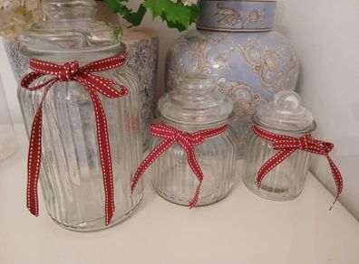 3 Ribbed Storage Jars