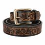 Unisex Genuine Leather Belt Vintage Embossed Design with Antique Buckle Casual & Formal Waist Belt Image 5