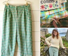 Alice Collins vintage trousers plaid check summer cottagecore granny core
