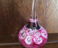 Pink and clear pointed glass paperweight