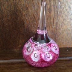 Pink and clear pointed glass paperweight