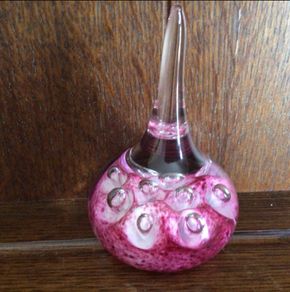 Pink and clear pointed glass paperweight
