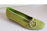 Solada Moda Green Suede Shoes EU36 UK3 Crystal Buckle Low Heel New Boxed  CAN POST