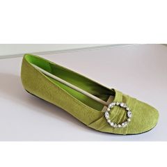 Solada Moda Green Suede Shoes EU36 UK3 Crystal Buckle Low Heel New Boxed  CAN POST