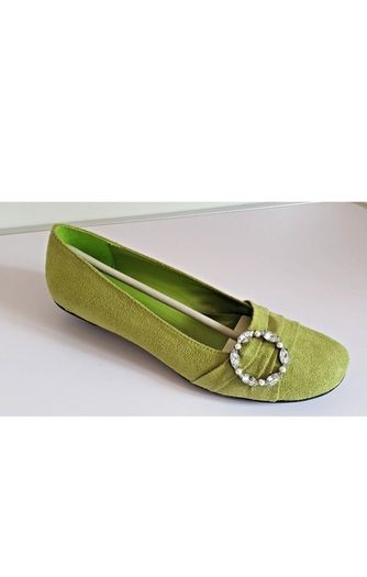Solada Moda Green Suede Shoes EU36 UK3 Crystal Buckle Low Heel New Boxed  CAN POST