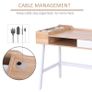 Computer Desk Compact Writing Desk with Drawer, Storage Compartments and Cable Management for Home Office and Study, Oak and White Image 5