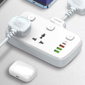 LDNIO SC2413 UK EU US Plug Power Strip With USB Port Extension Power Socket 2500 W 1 PD/QC 3.0 2 AUTO-ID Total 20W