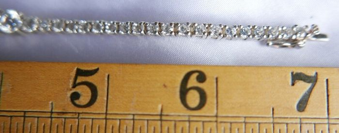 Vintage Sterling Silver 925 Tennis Bracelet  Cubic Zirconia Graduated Flexible Bangle Bracelet 16,7g