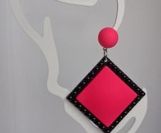 Neon Fuchsia Pink & Black Retro Vibe Earrings