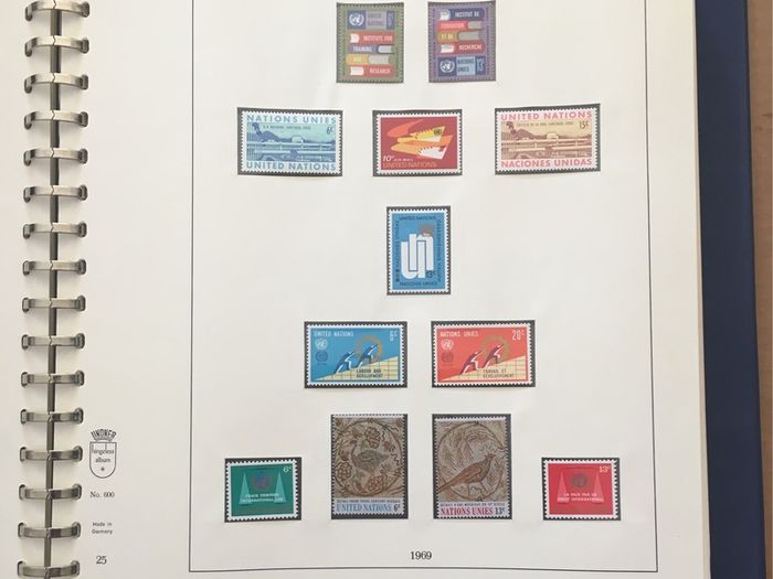 1951-1980s United Nations Stamp Collection Mint Never Hinged (MNH) in Lindner Pages housed in album (60 images showing contents)