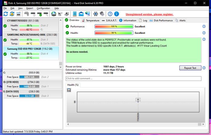 Samsung 850 Pro 2.5inch SataSSD 128GB