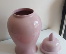Pink Ginger jar with lid.