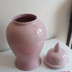 Pink Ginger jar with lid.