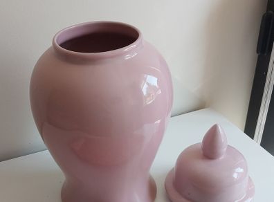 Pink Ginger jar with lid.
