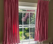 Pink Polkadot Interlined Curtains